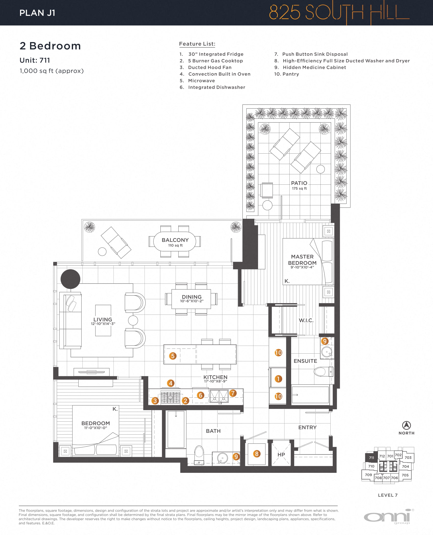 Floor plan for 2 beds, 2 baths, 988 sqft